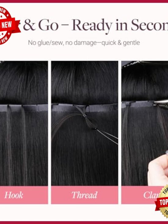 18 Inch Human Hair Extensions, Invisible Weft, Hand-Tied Look, 100g main image 6